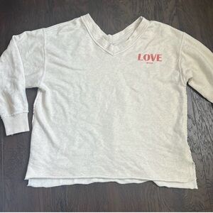 Aerie Womens S Oversized V-Neck Sweatshirt "Love This Moment"